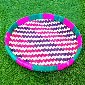 16 Inch Multicolor Round Muram (PALM LEAF)